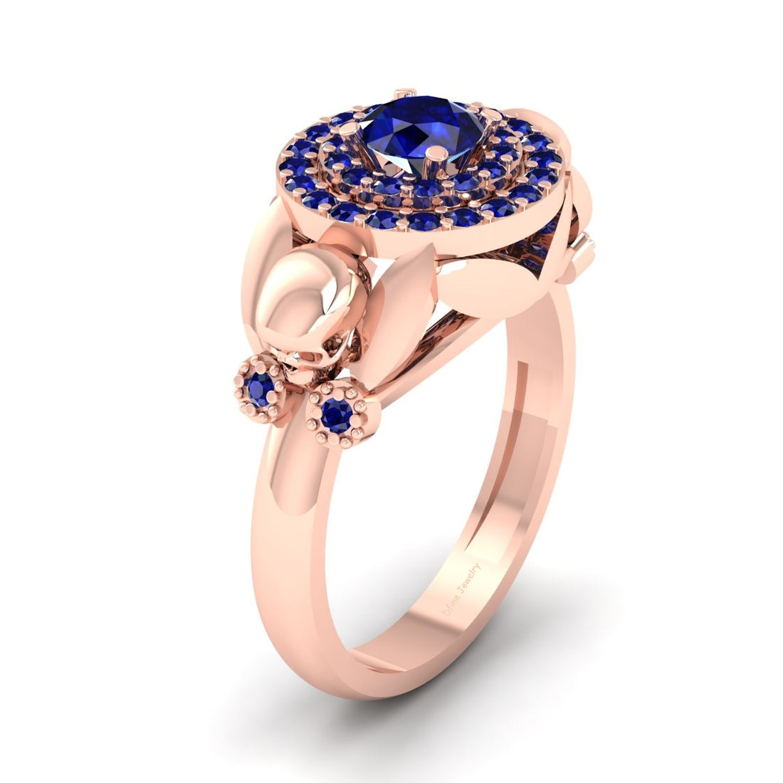 Halo Sapphire Skull Engagement Ring