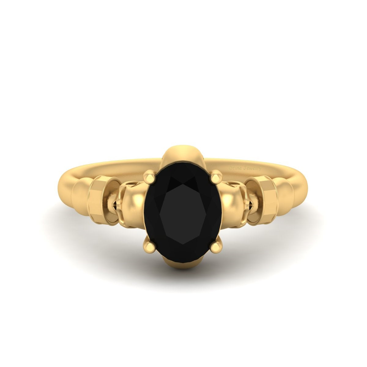 Oval Onyx Skull Engagement Ring