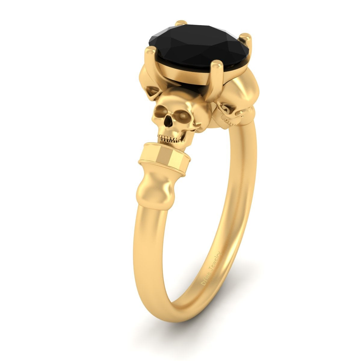 Oval Onyx Skull Engagement Ring