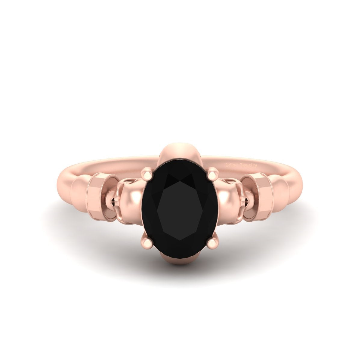 Oval Onyx Skull Engagement Ring
