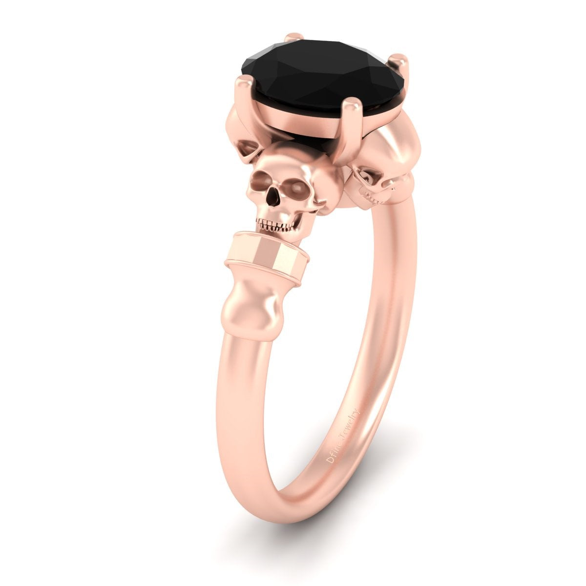 Oval Onyx Skull Engagement Ring
