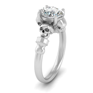Oval Diamond Skull Wedding Ring 925 Sterling Silver Skull Ring