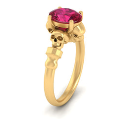 1.50CT Ruby Skull Wedding Ring Memento Mori Skull Ring Silver