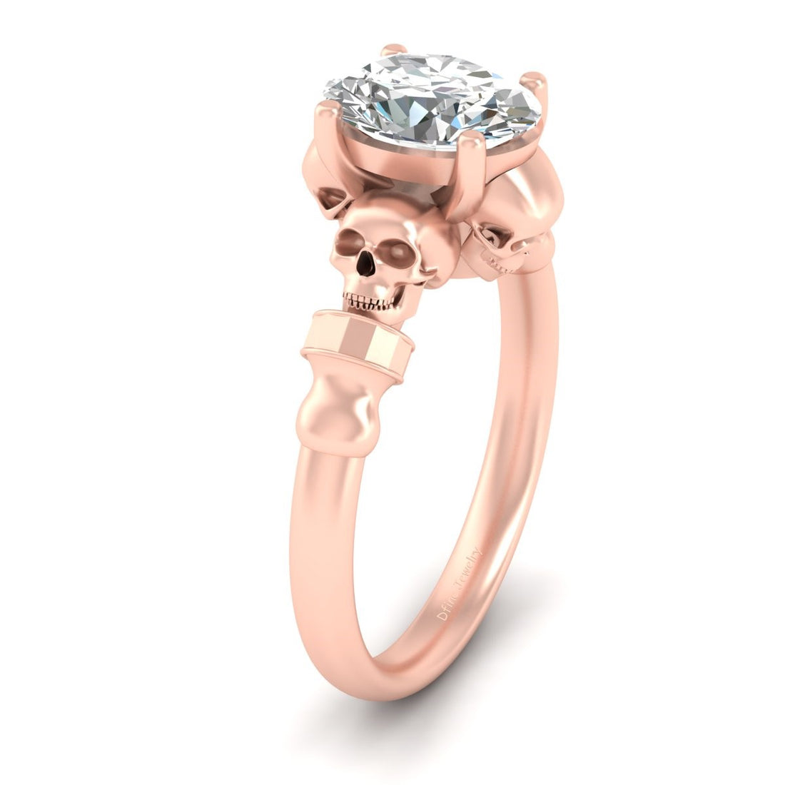 Oval Diamond Skull Wedding Ring