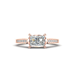 Radiant Diamond Engagement Ring Rose Gold Bridal Jewelry