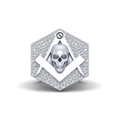 Entered Apprentice Masonic Ring Freemason Skull Ring Silver