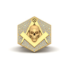Freemason Skull Ring Entered Apprentice Masonic Graduation Ring
