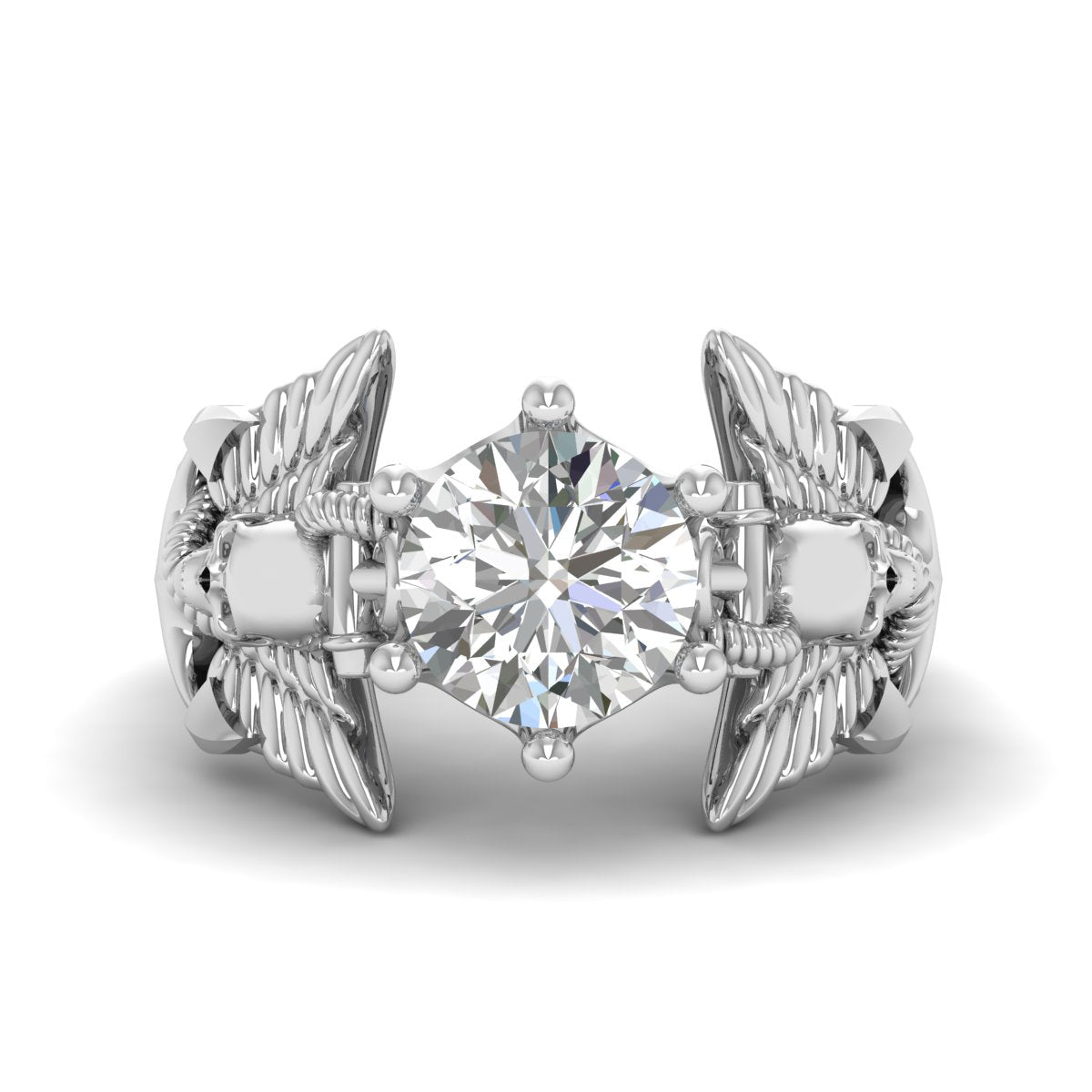 SOLITAIRE MOISSANITE SKULL WEDDING RING