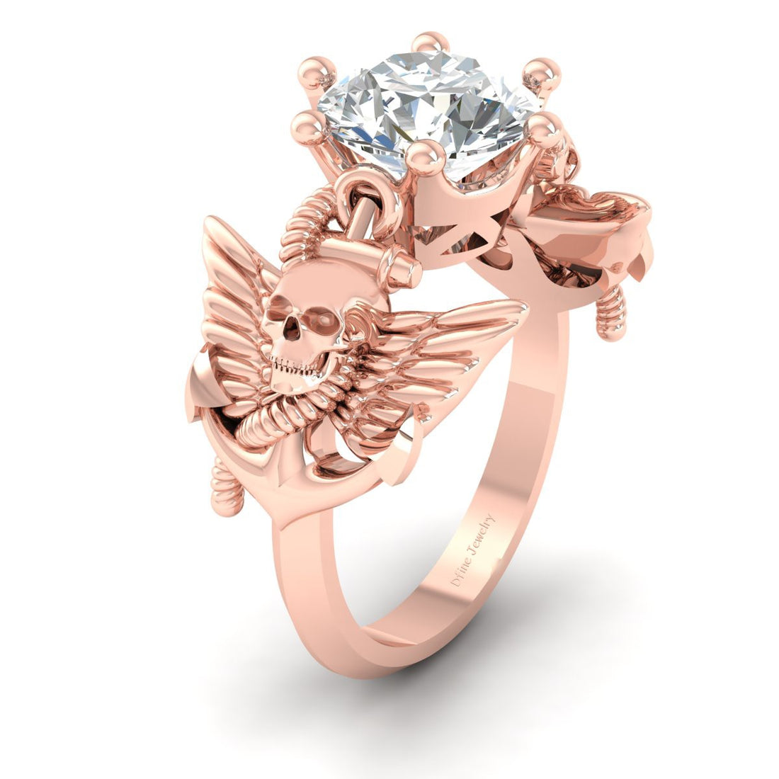 SOLITAIRE MOISSANITE SKULL WEDDING RING
