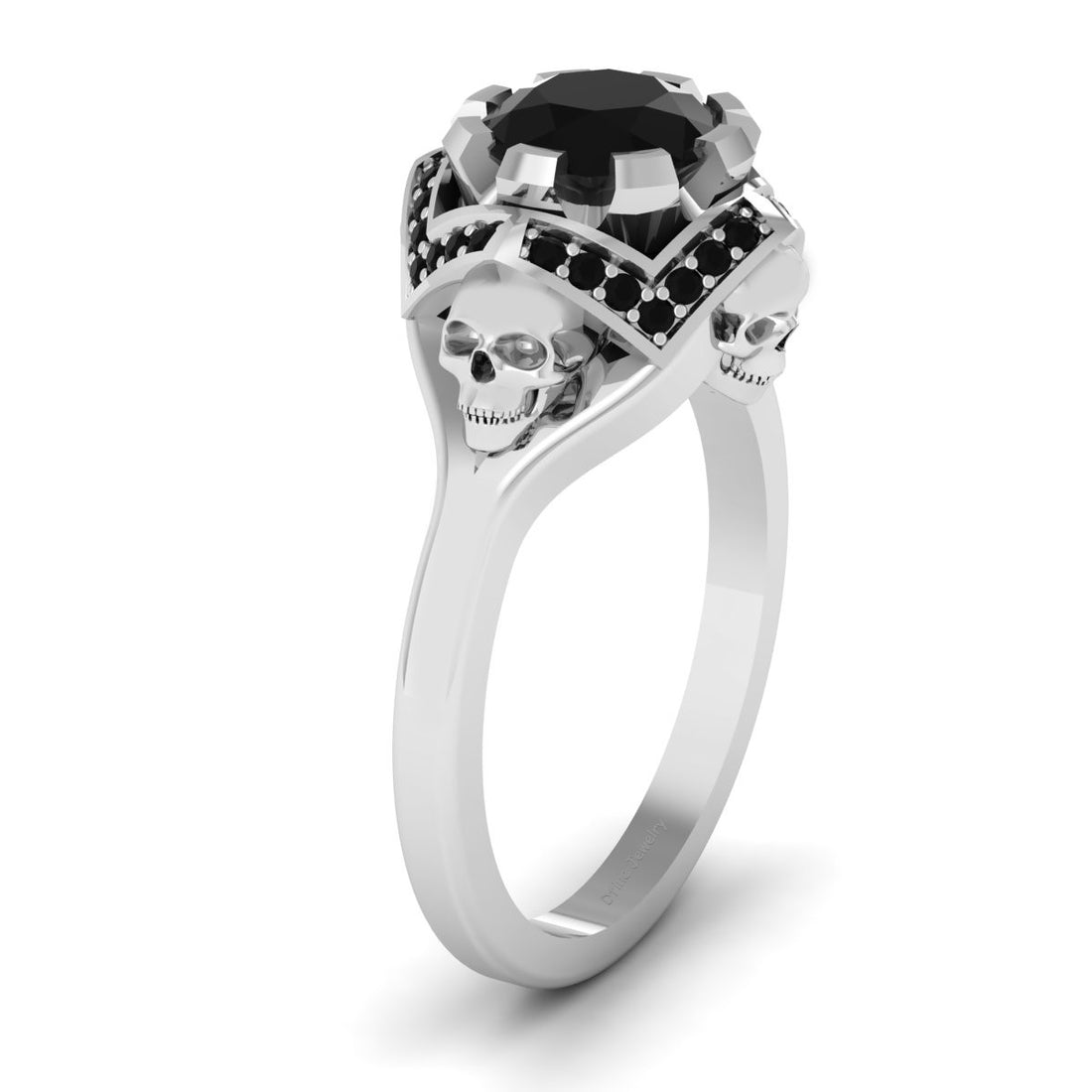 BLACK ONYX SKULL ENGAGEMENT RING