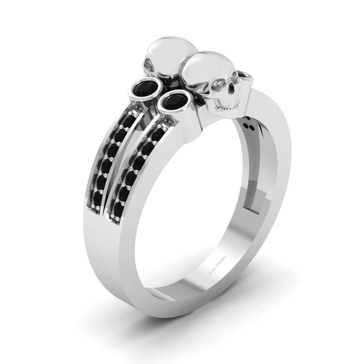 1.25tcw Onyx Skull Engagement Rings