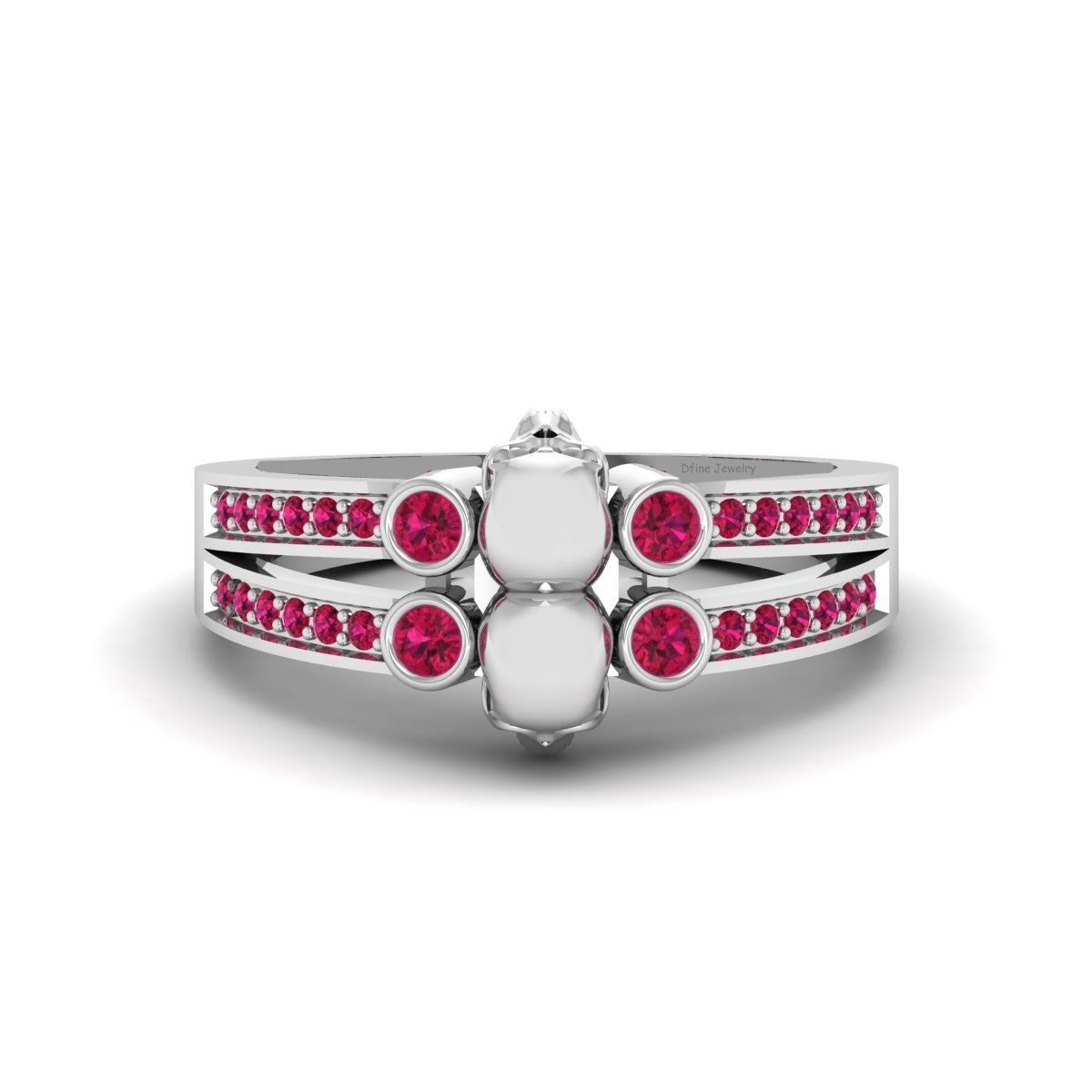 0.35TCW Ruby Skull Engagement Ring