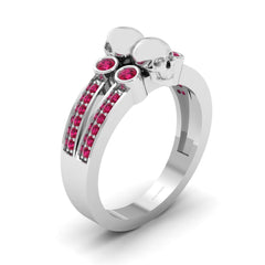 0.35TCW Ruby Skull Engagement Ring Gothic Jewelry Solid Gold