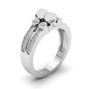0.35TCW Diamond Skull Ring Unisex Gothic Wedding Ring Silver