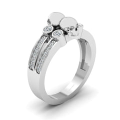 0.35TCW Diamond Skull Ring Unisex Gothic Wedding Ring Silver
