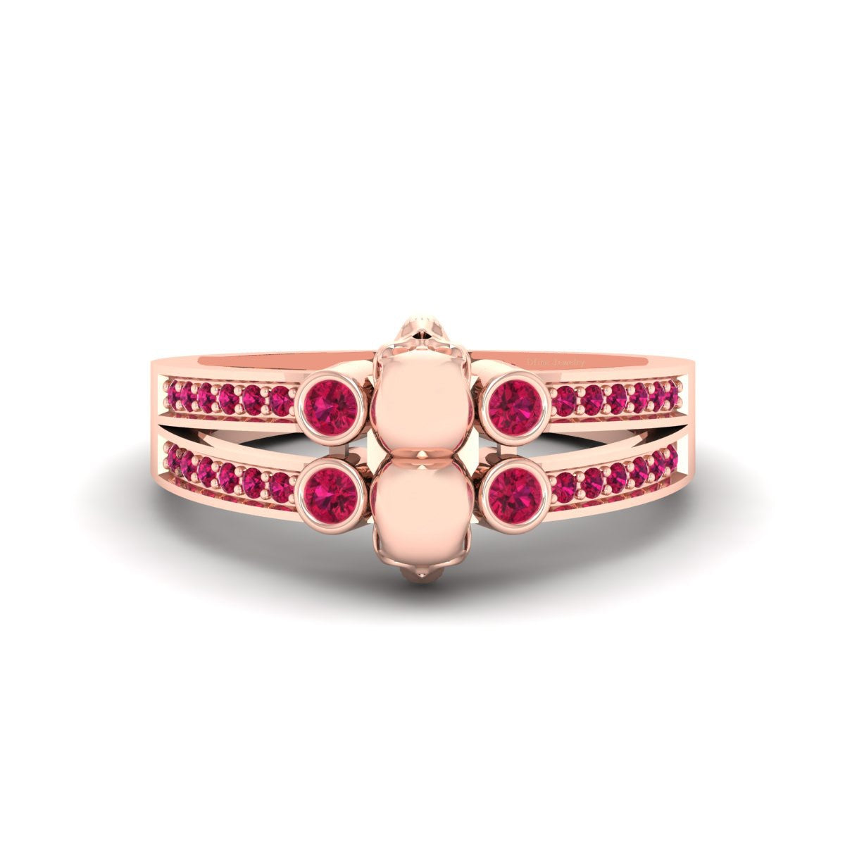 0.35TCW Ruby Skull Engagement Ring