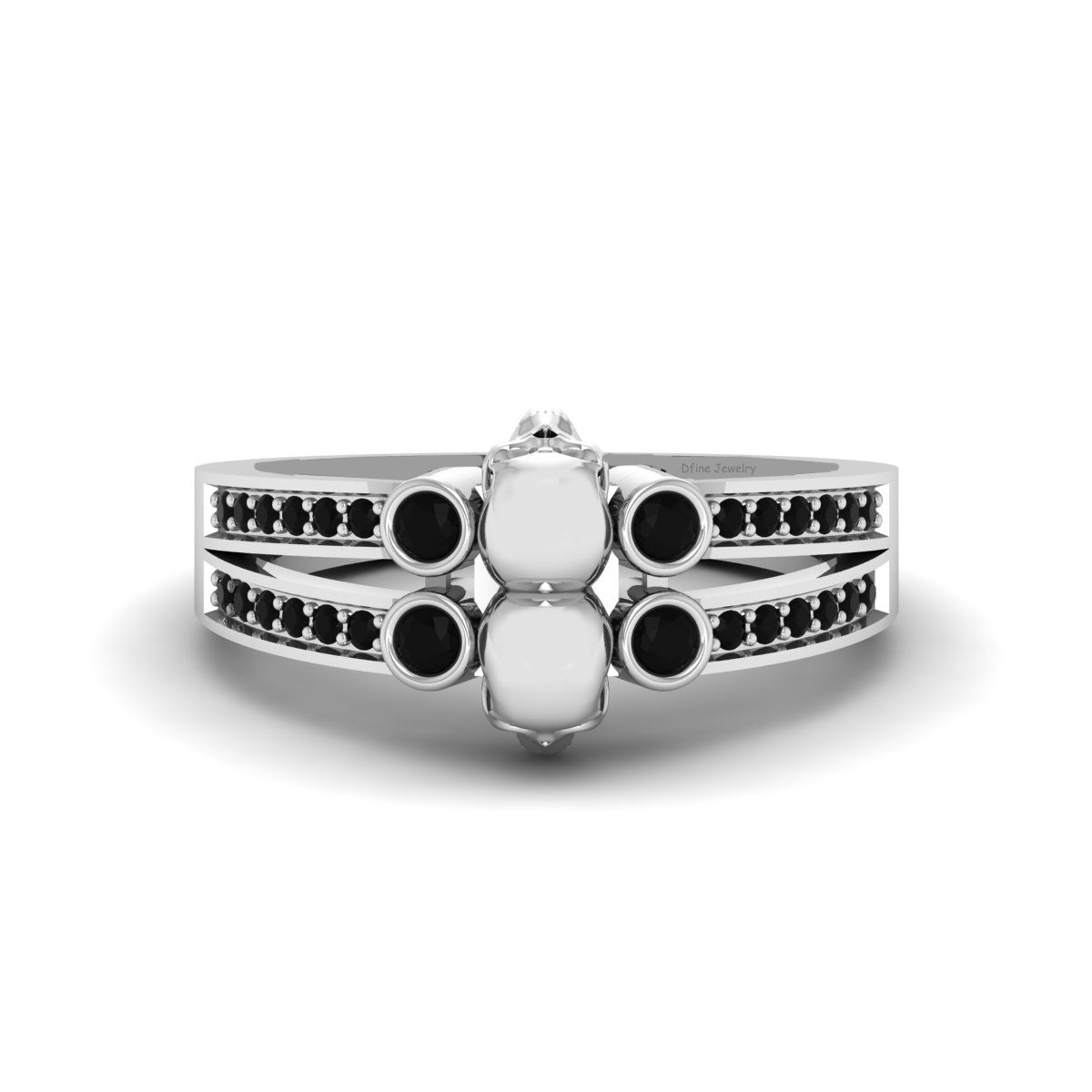 1.25tcw Onyx Skull Engagement Rings
