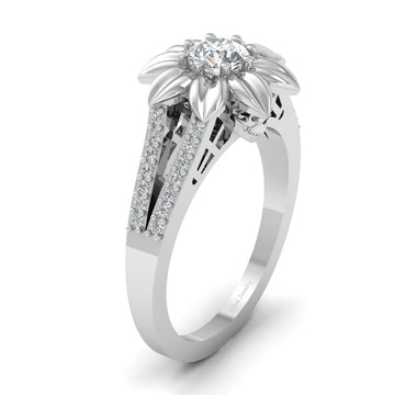 Diamond Skull Flower Ring