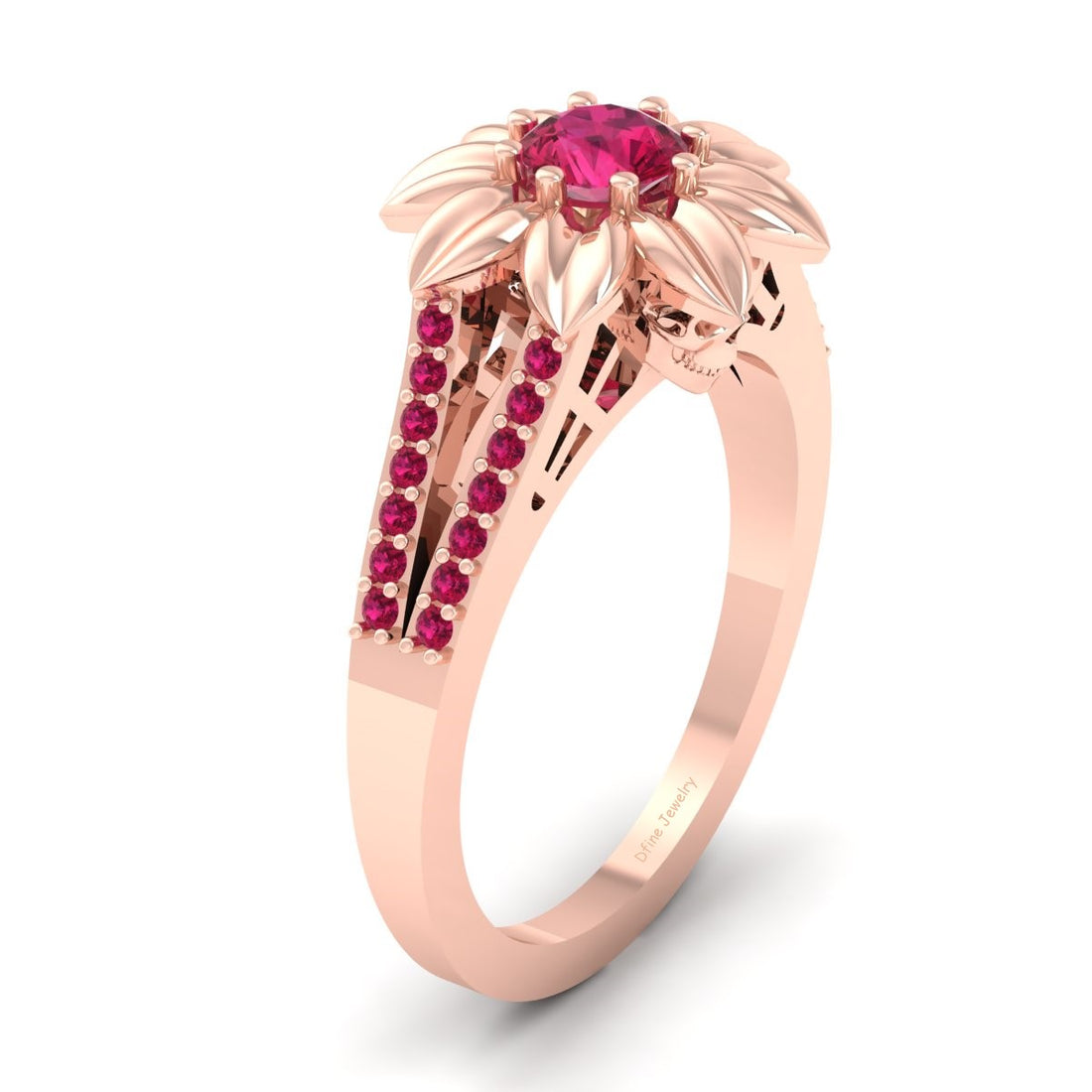FLOWER SKULL ENGAGEMENT RING