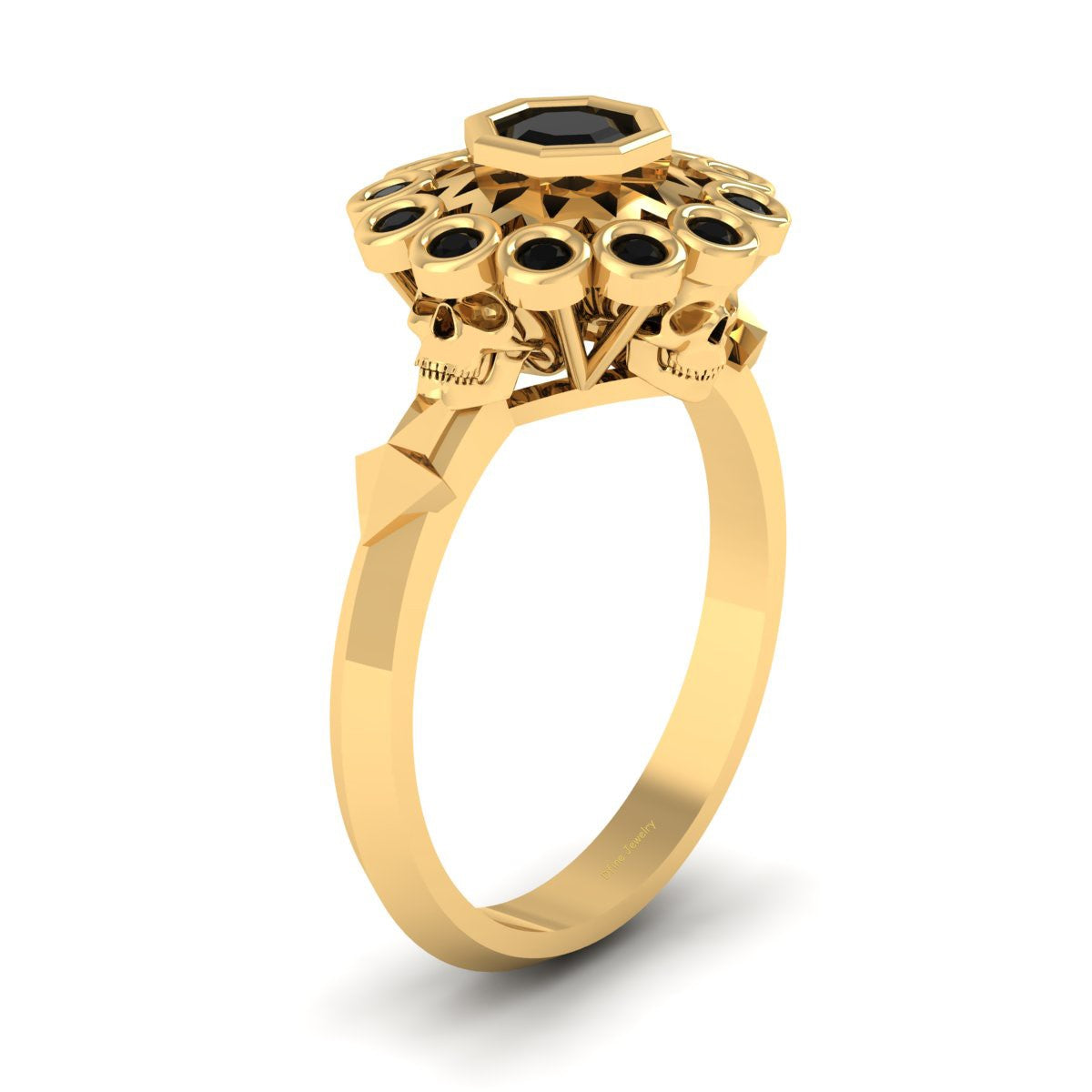 BLACK ONYX SKULL WEDDING RING