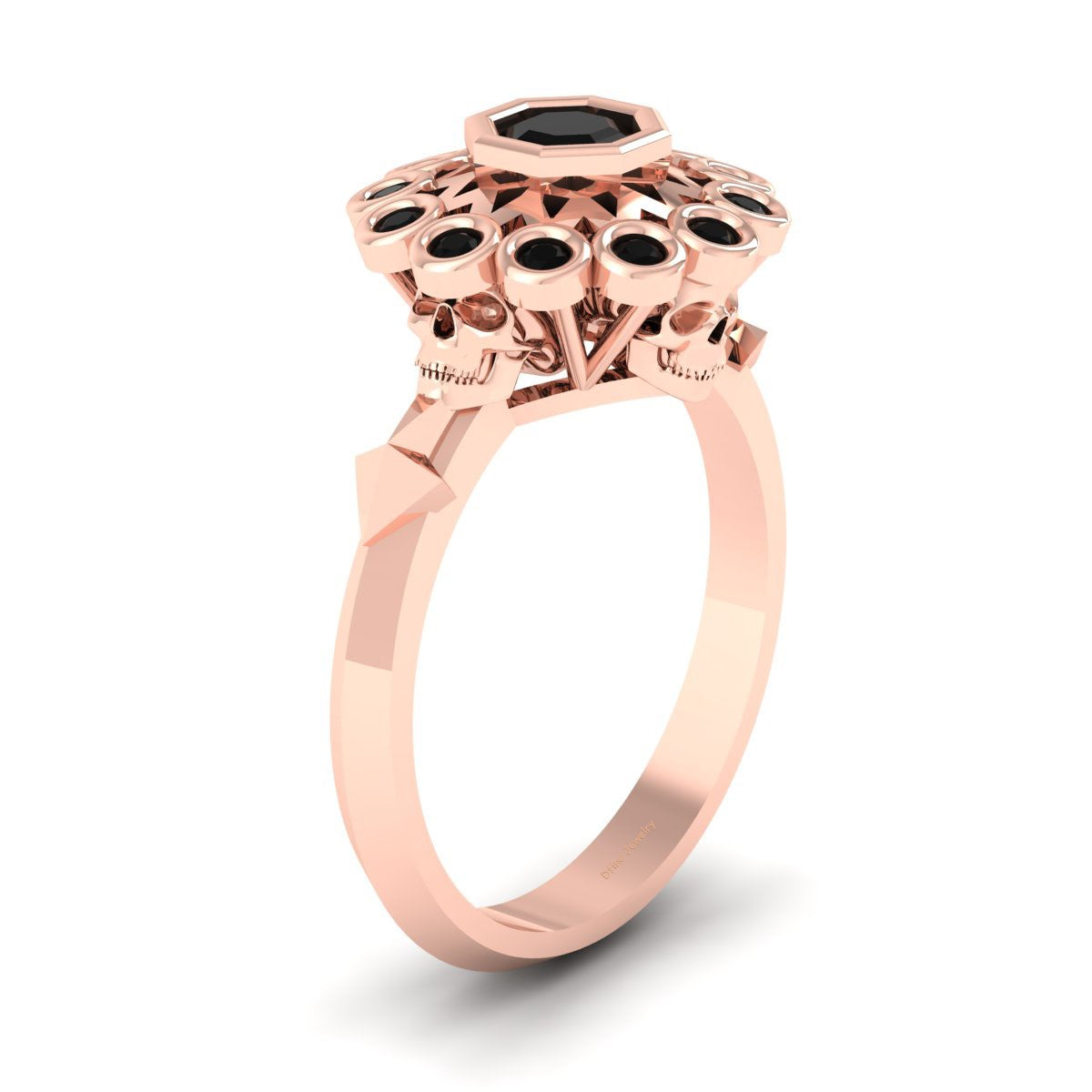 BLACK ONYX SKULL WEDDING RING