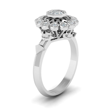 Octagon Diamond Skull Ringv
