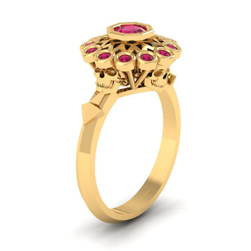 0.45TCW Ruby Skull Engagement Ring