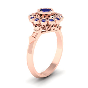 Sapphire Skull Ring Womens Gothic Engagement Ring Solid Gold