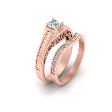 FILIGREE DIAMOND ENGAGEMENT RING SET