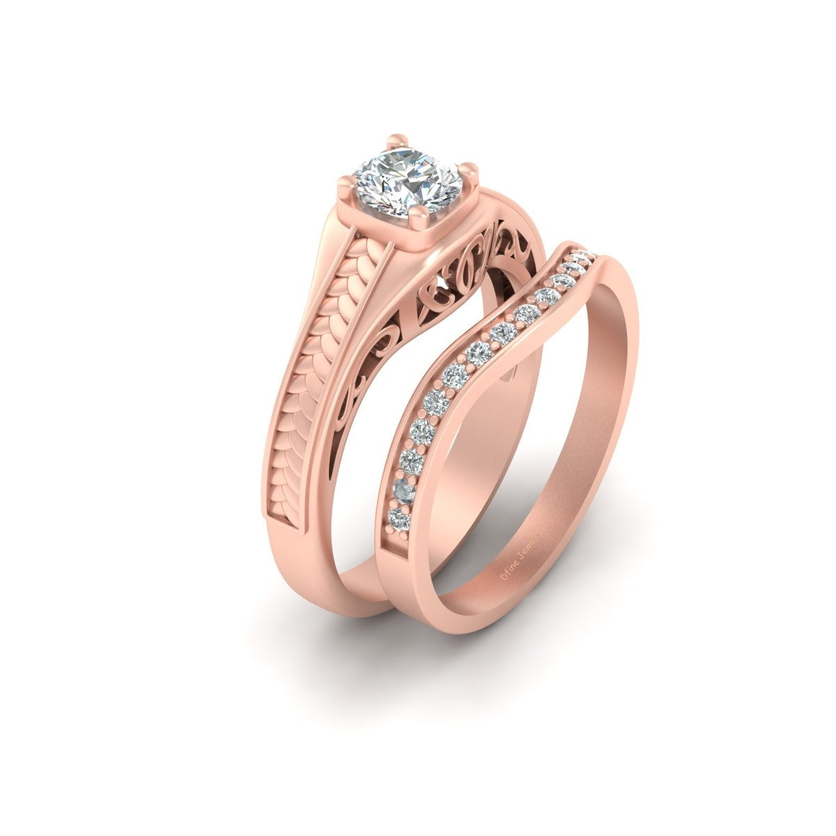 MOISSANITE WEDDING RING SET