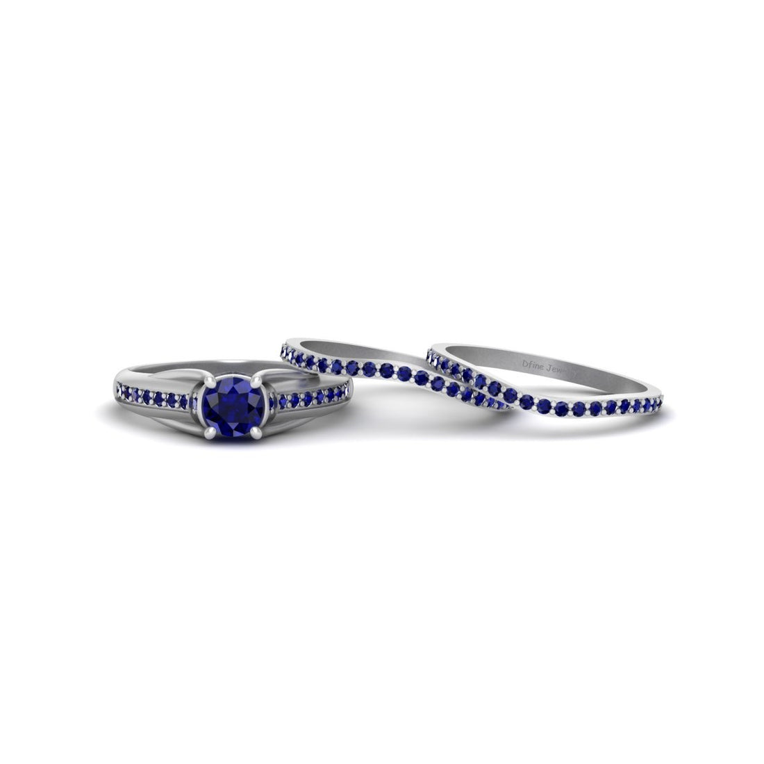 BLUE SAPPHIRE WEDDING RING SET