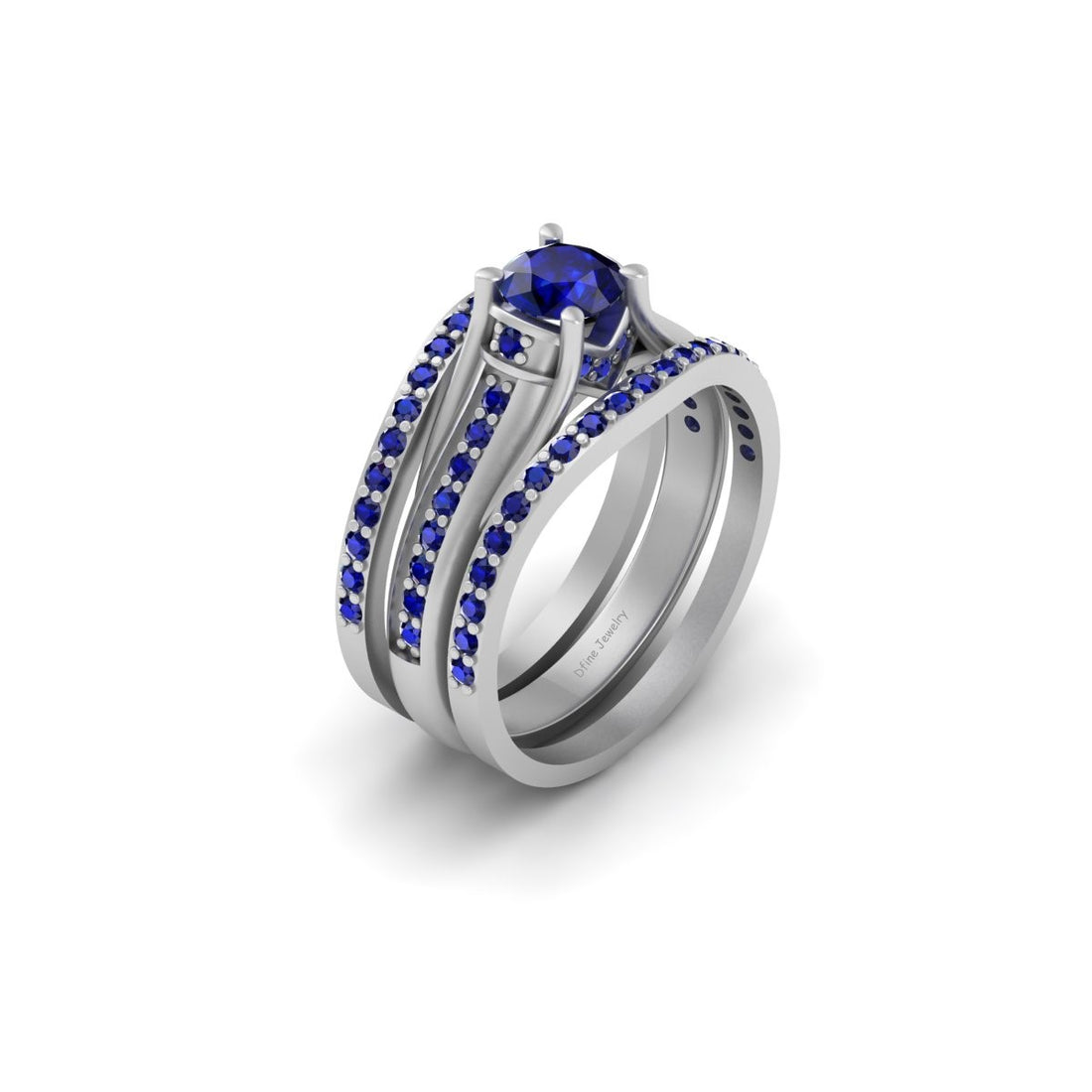 BLUE SAPPHIRE WEDDING RING SET