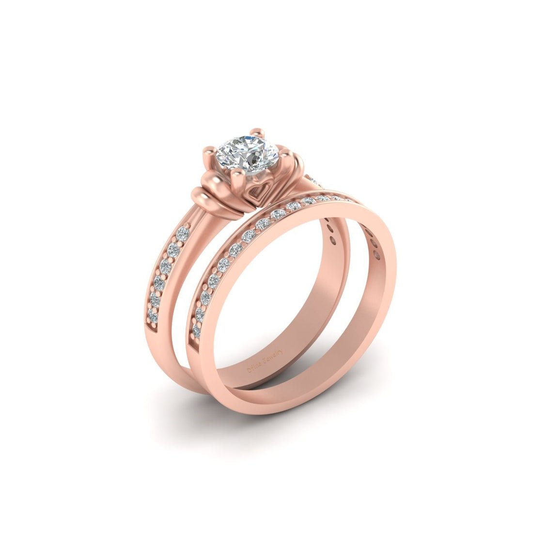 MOISSANITE HEART ENGAGEMENT RING SET