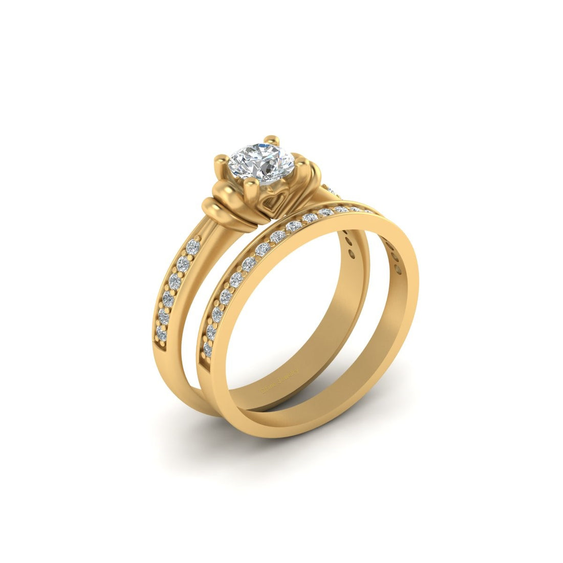 MOISSANITE HEART ENGAGEMENT RING SET