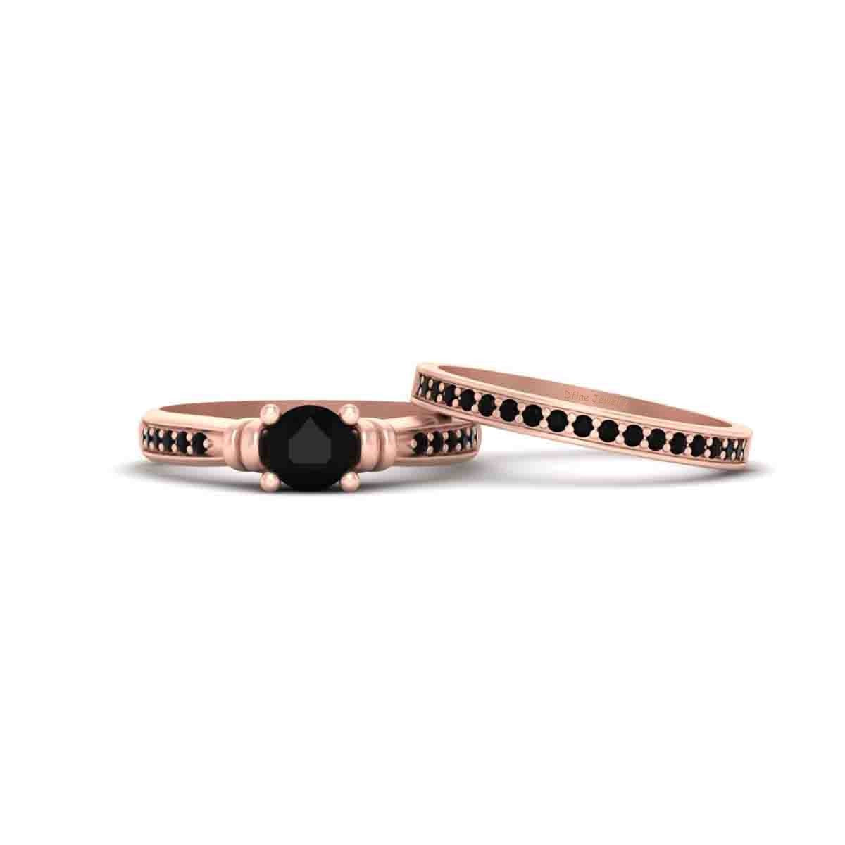 BLACK ONYX WEDDING RING SET