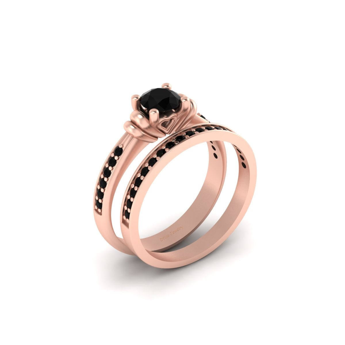 BLACK ONYX WEDDING RING SET