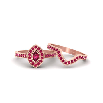 PINK CZ HALO ENGAGEMENT RINGS