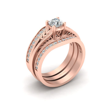 LEAF VINE ENGAGEMENT RING SET