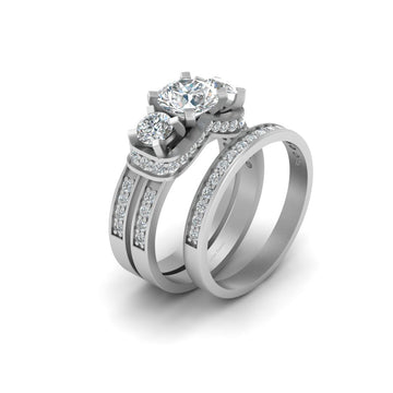 3 STONE DIAMOND RING BAND SET