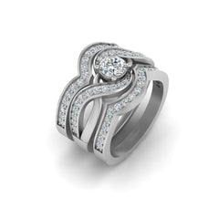 Infinity Engagement Ring Set 1.35cttw Diamond Wedding Ring Set
