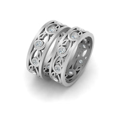 Celtic Promise Band Set His and Her Wedding Bands Couple Silver