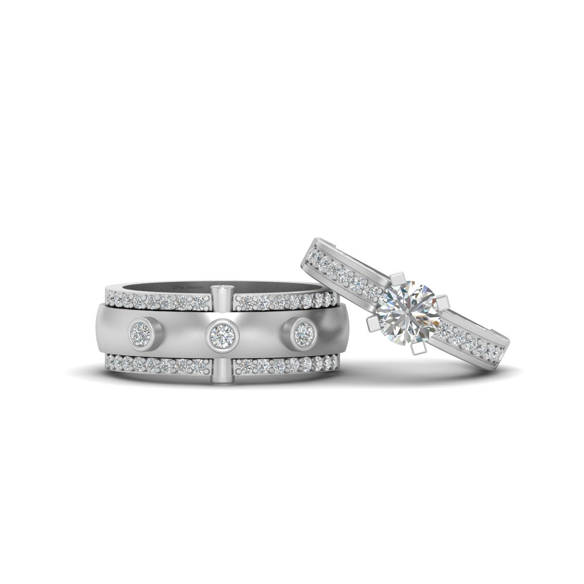 1.65TCW Diamond Engagement Ring Set