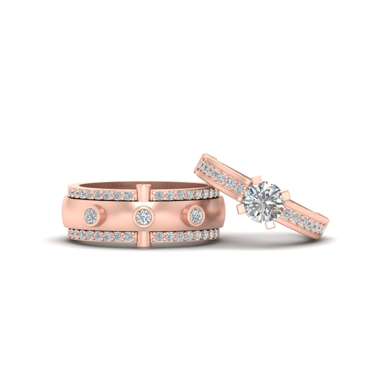 1.65TCW Diamond Engagement Ring Set
