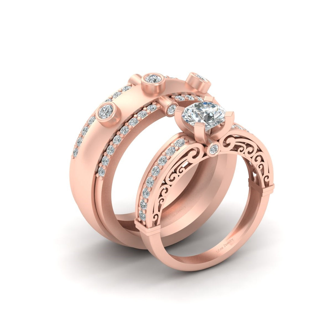 1.65TCW Diamond Engagement Ring Set
