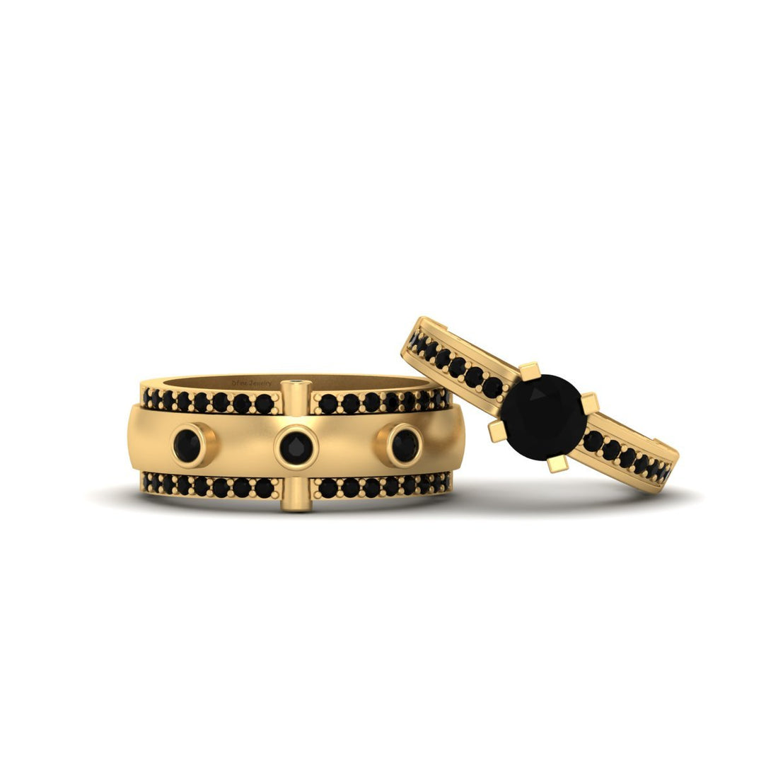 Onyx Wedding Ring Band Set