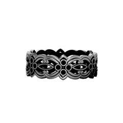 Onyx Black Wedding Band Eternity Band For Her Silver Gun Metal