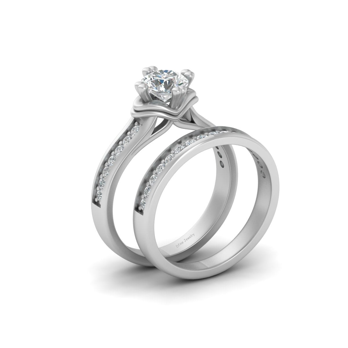 WAVY BASE WEDDING RING SET