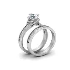 Wavy Base Wedding Ring Set Diamond Engagement Ring Band Set