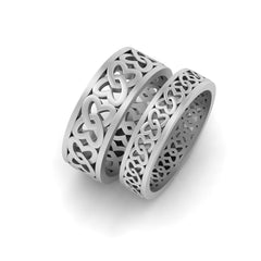 His and Her Heart Wedding Bands Celtic Heart Couple Rings Silver
