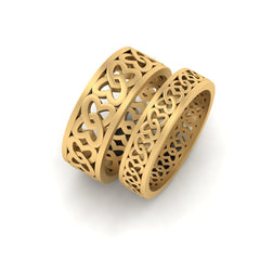 Celtic Wedding Band Set for Couple Matching Promise Anniversary Bands